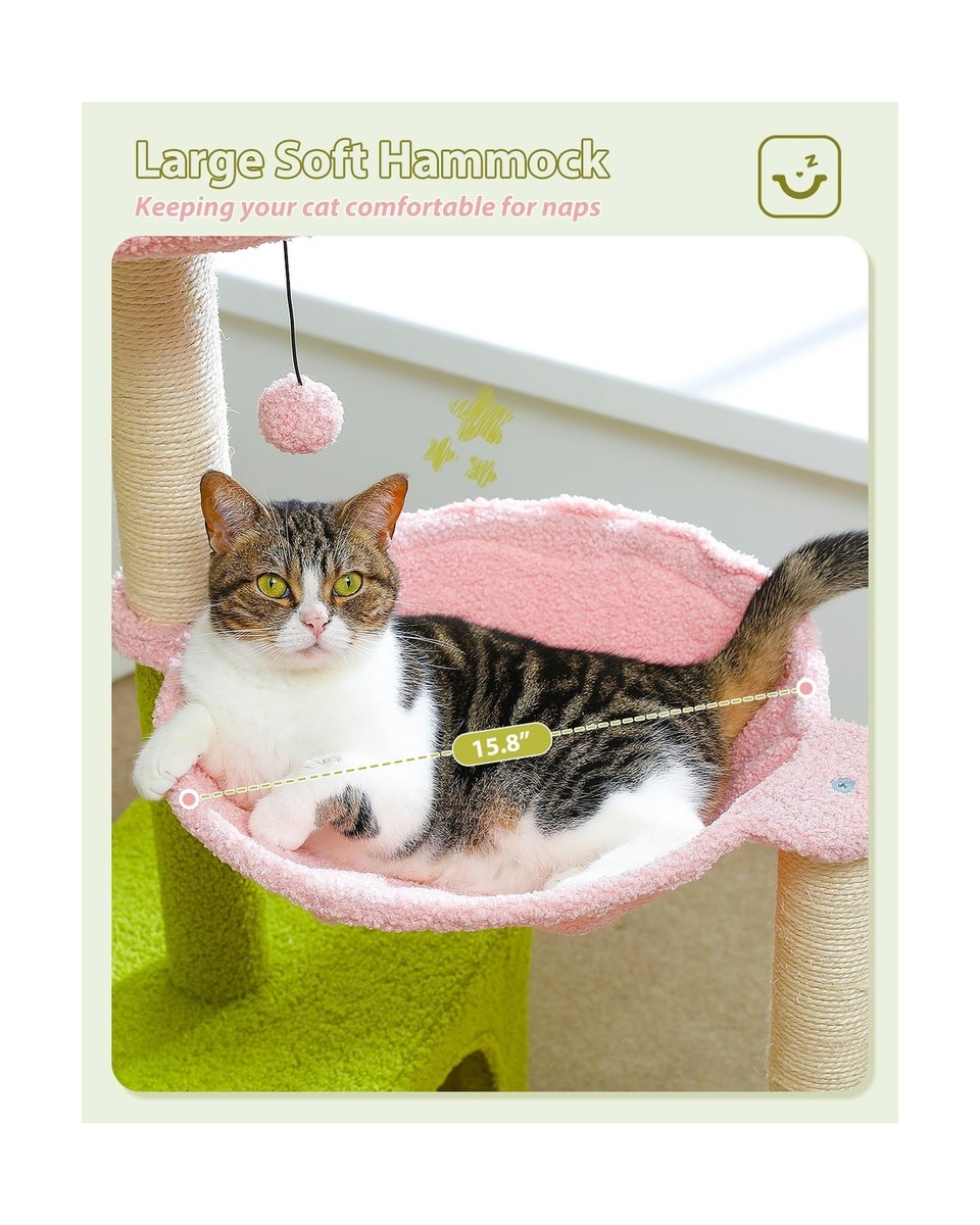 Flower Cat Tree with Large Metal Frame Hammock, 36.6