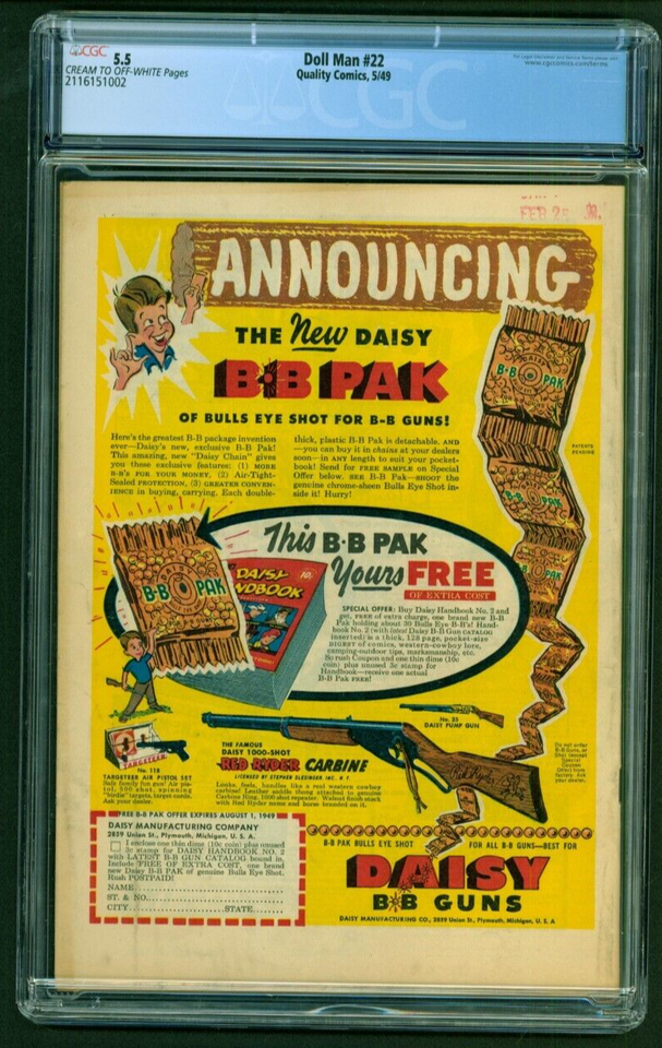 Doll Man Quarterly 22 Quality Comics 1949 Golden Age Issue CGC 5.5