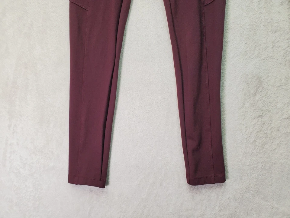 Legging Mudd Ponte para mujer XS borgoña rayón tiro alto bolsillos laterales ajustados Foto 3 de 4