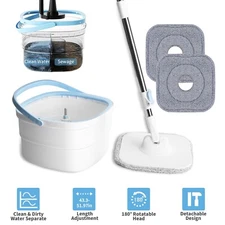 Mop and Bucket Set with Self Separation Dirty & Clean Water 360° Rotating Head