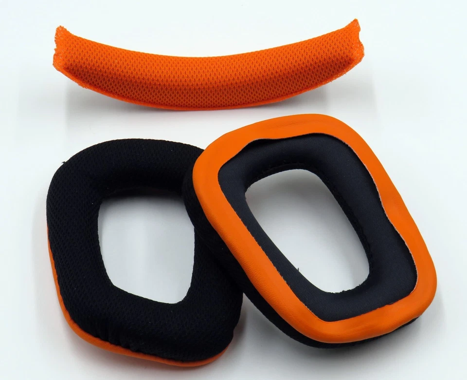 Polster-Set schwarz/orange für Logitech Headset G231, G430, G432, G930, G230 - Bild 4 von 4