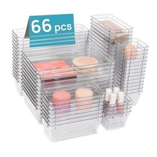 Clear Plastic Drawer Organizer Bins, 4-Size Versatile Bathroom and 66 PCS