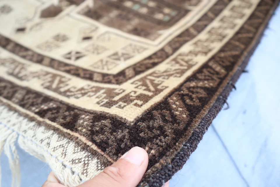 3x5 ft Antique Caucasian Rug- Handmade Wool Tribal Rug, Geometric Oriental Rug - Image 2 of 4