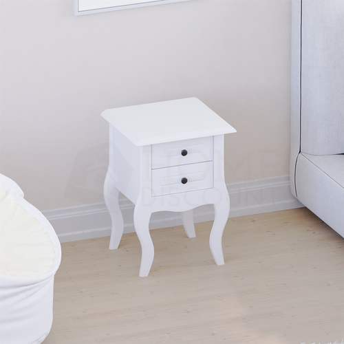 Comodino bianco comodino armadio 2 cassetti camera da letto contenitore mobile - Foto 4 di 7