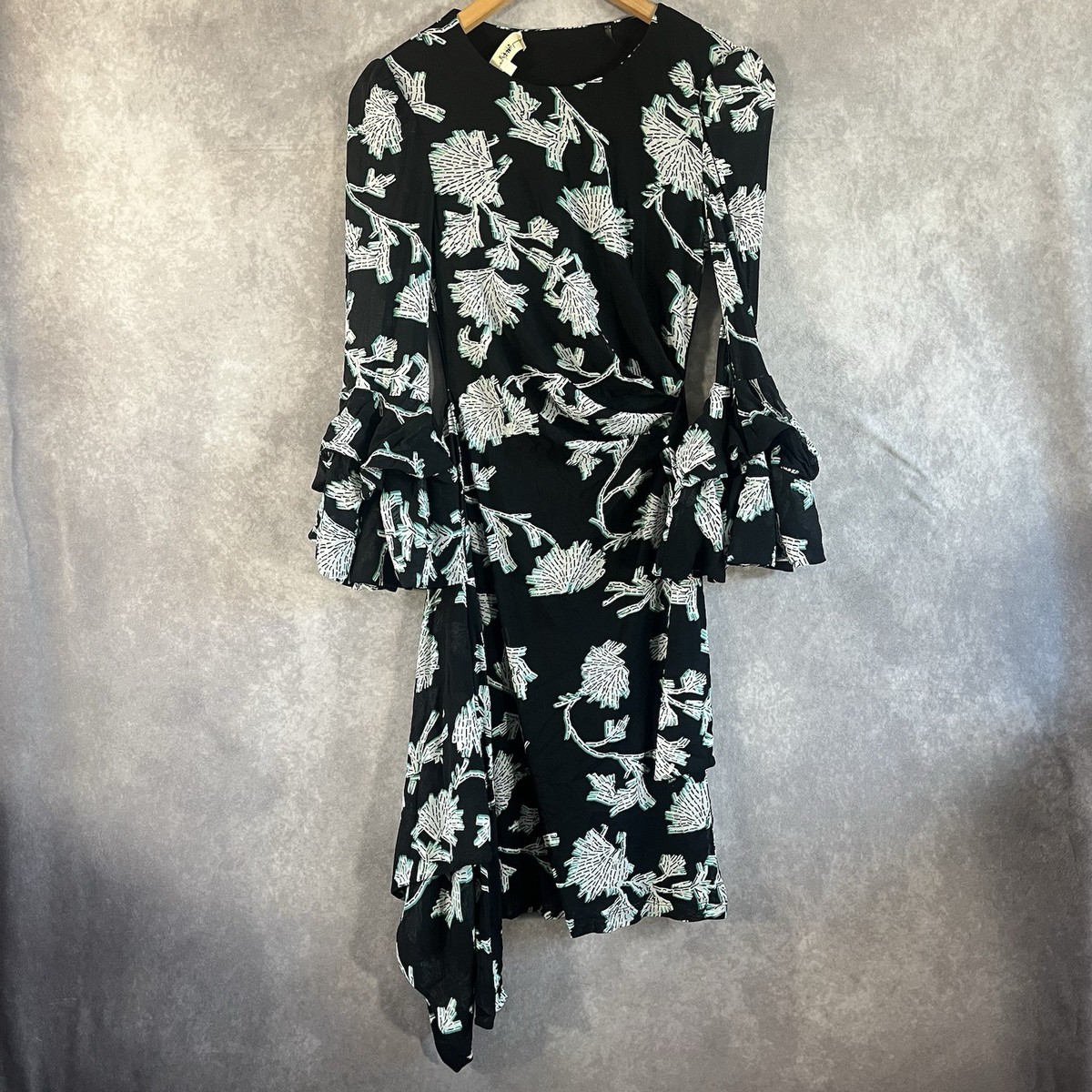 corset long sleeve midi dress MissJophiel Corset Illusion Long Sleeves Floral Applique Midi Dress Other / Tea Length / US8