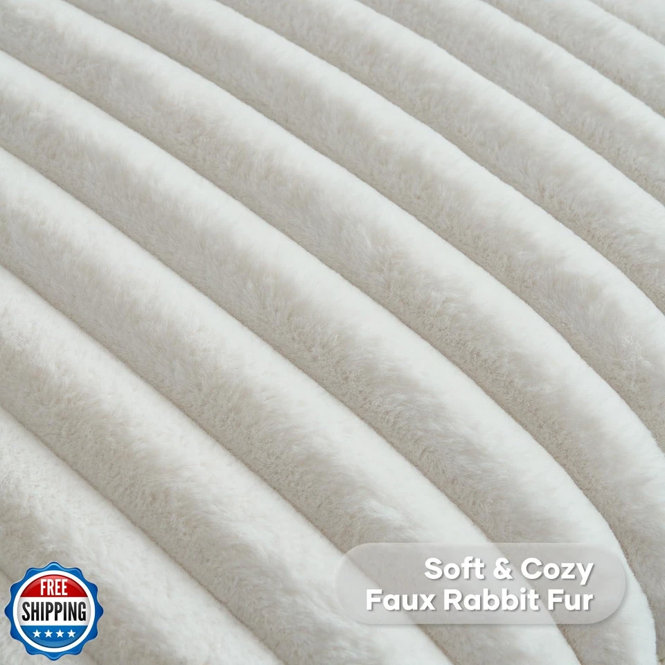 Juego de 2 fundas de almohada decorativas a rayas blancas crema FUTEI de 18x18 pulgadas, Foto 2 de 4