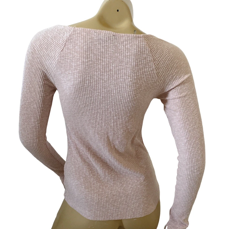 Camisa JESSICA SIMPSON Mujer Talla Pequeña Rosa Elástica Acanalada Manga Larga Agujero para el Pulgar Foto 4 de 4