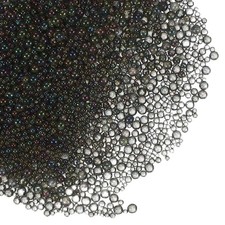 Glass Bubble Beads, 50g Tiny Iridescent Beads 1-3mm Gray