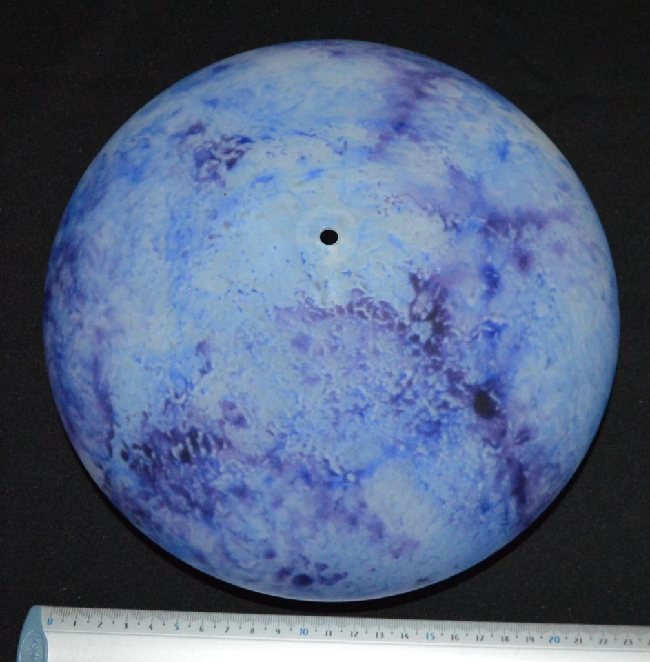 Ancien verre pour lampe à poser champignon pâte verre bleu chapeau vintage - Photo 2/4