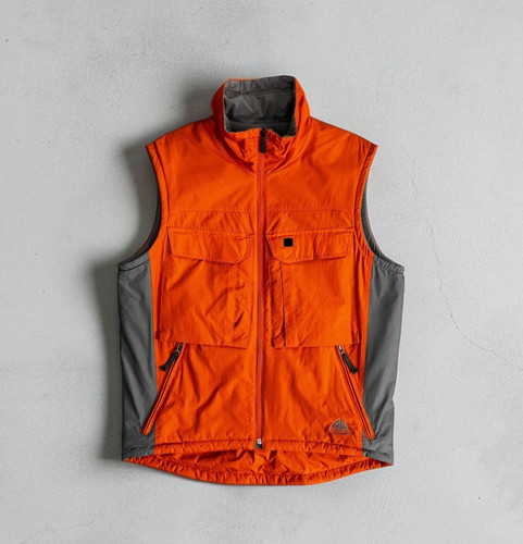 Nike ACG Vintage Nylon Utility Vest Men M Orange Gray Fleece Outdoor Hiking