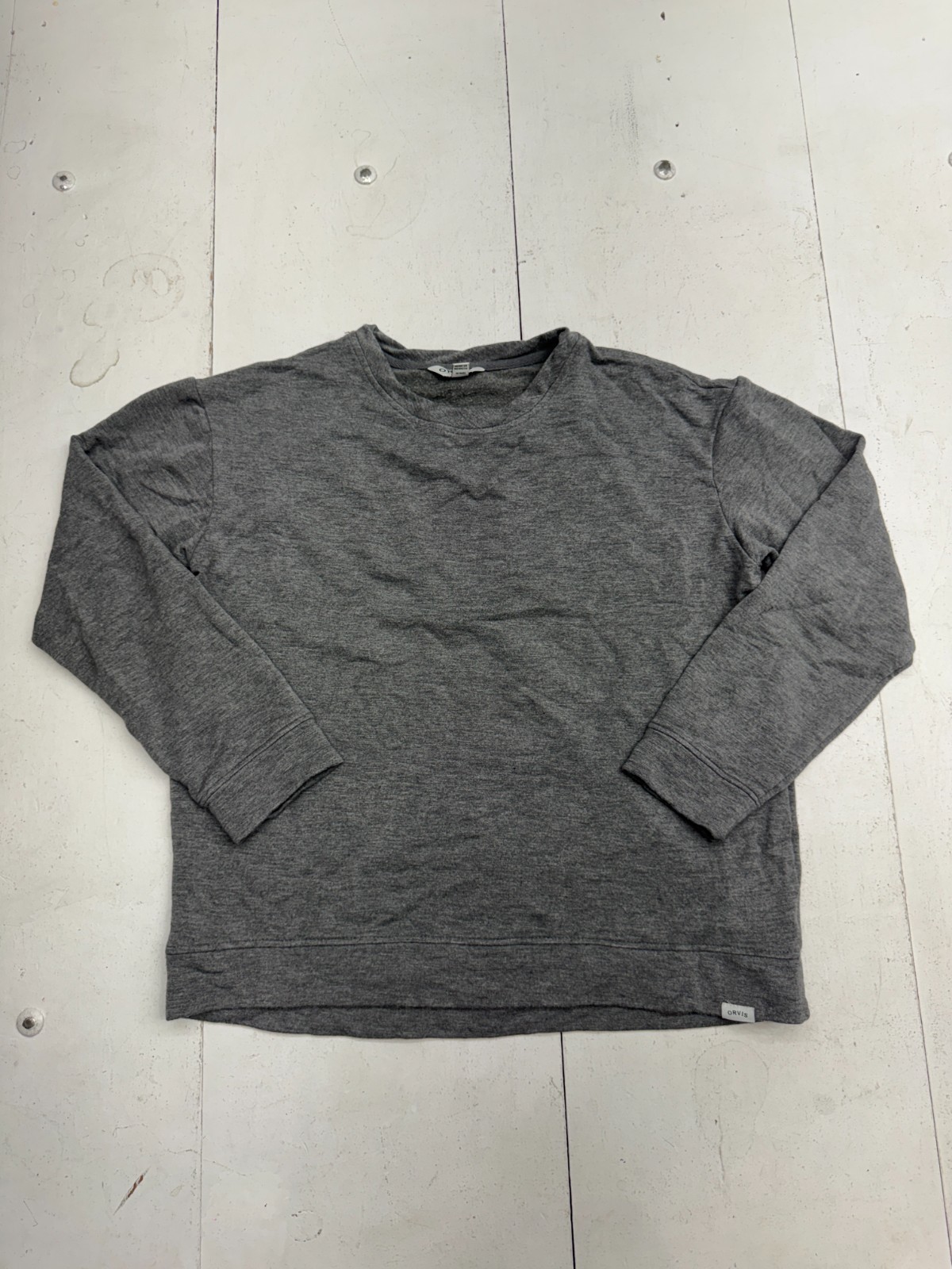 Orvis Solid Gray Basic Casual Long sleeve T Shirt… - image 1