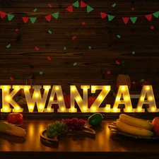 7 Pcs Kwanzaa Light up Letters 6.3 Inch LED Happy Kwanzaa Decorations Battery...