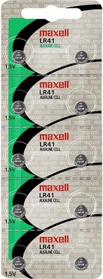 Maxell Batteries LR41 (192&comma AG3) Alkaline Button Size Battery&comma On Tear