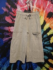 Easel L Womens Wide Leg French Terry Cargo Pa...