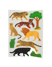 Sandylion Fuzzy Maxi Sticker Sheet Big Cats Cheetah Jaguar Lion Tiger Vtg Rare