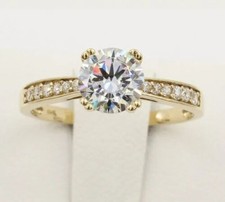 Art Deco 2.30 Ct White Diamond Vintage Wedding Ring 14K Yellow Gold Plated