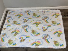 Vintage JCPenney Crib Comforter Quilt Bears Rainbows Hot Air Balloons
