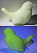 Fenton Bird Yellow Figurine Paperweight Satin Glass Vaseline