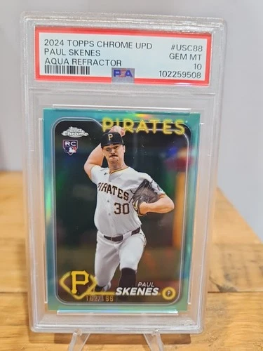2024 Topps Chrome Update #USC88 Paul Skenes Aqua Refractor PSA 10 #/199 Rookie