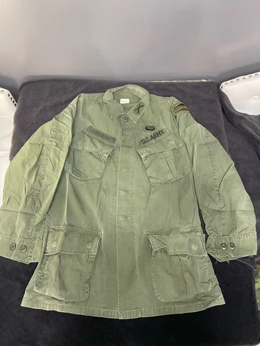 VTG 60s Jungle Jacket Military US Army Vietnam War RANGER Slant Pocket OG-107