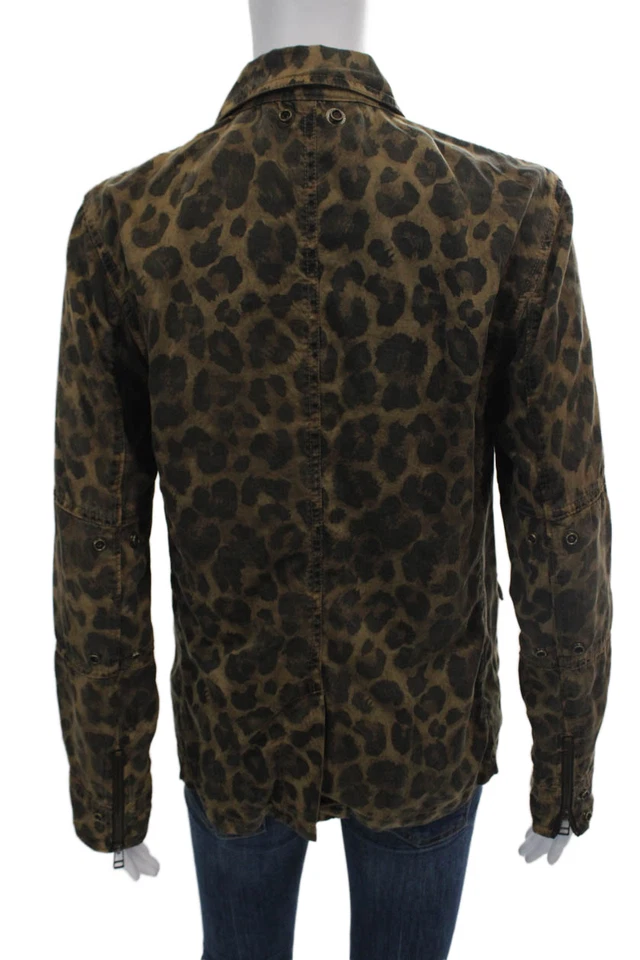 Chaqueta Pam & Gela Mujer Estampado Leopardo Con Cordones Cremallera Manga Larga Marrón Talla S Foto 3 de 4