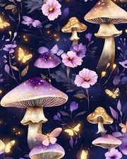 ILHIIOR Mushroom Wallpaper Boho Peel and Stick Wallpaper Purple Leaf Vintage Con