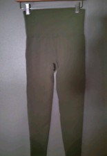 Olive Green Stretch Leggings With Lace Detail Comfort Waistband Cozy