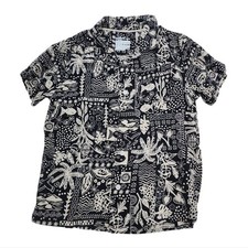 Cat Jack Button Down Shirt Kids S 6/7 Black Tropical Beach Summer Vacation