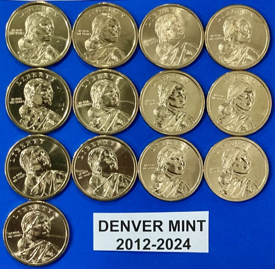 完整 26 枚硬币萨卡加维亚美洲原住民美元 P&D 套装 2012 - 2024 年宝石未流通硬币 — 第 3/4 张图片