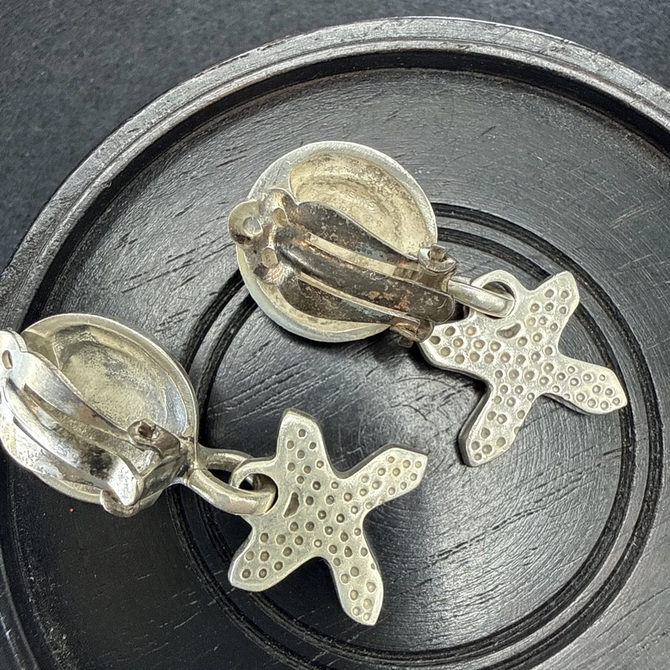 Lisa Jenks Earrings Bullseye with “X”s Dangle Clip On Sterling Silver - Image 3 of 4