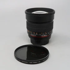 Rokinon 85mm f/1.4 AS IF UMC Lens for Nikon F with AE Chip Full frame or APSC