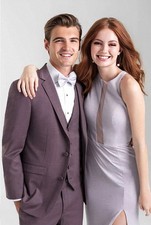 2 Piece Men Mulberry Slim Fit Tuxedo. Jacket 40R, Pant 34-35R