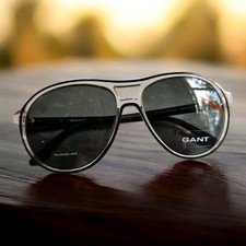 Designer Sunglasses GANT GS 7006 Black/Clear BLKCL-3P Polarized Aviator, New