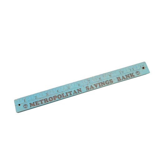 VTG Blue Wooden TriFold Manhattan Bronx Advertising Yard Stick Metropolitan Bank - Picture 5 of 5