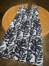 BANANA REPUBLIC DRESS SZ 2 BLUE TROPICAL EYELET