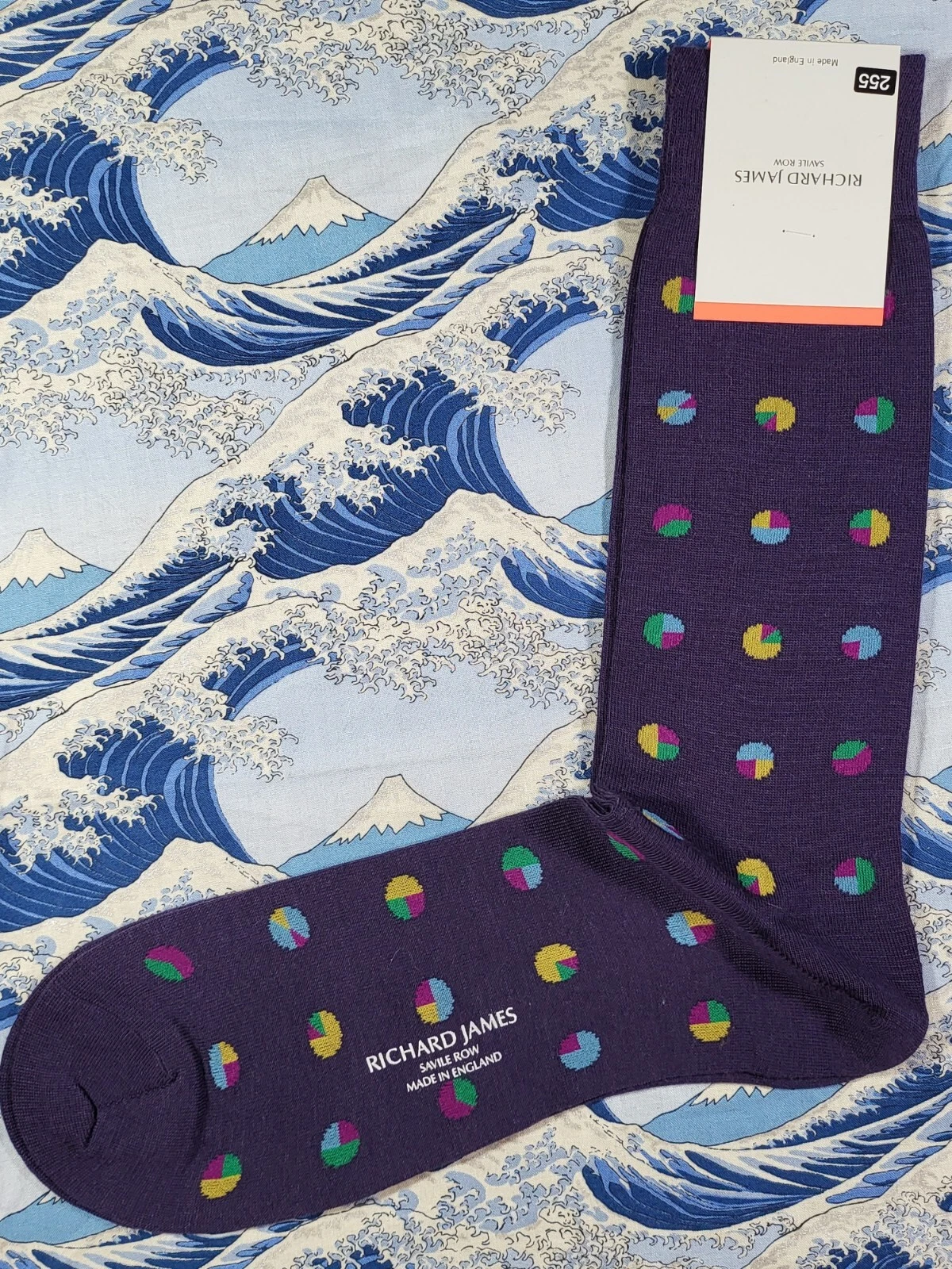 Richard James X Pantherella Men's English Wool Socks Circles Berry UK 10-12 £17