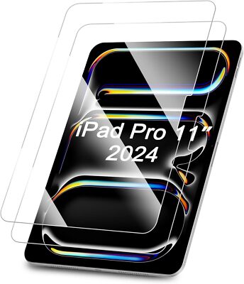 [2 Pack] Tempered Glass Screen Protector for iPad Pro 11-inch 2024 Anti Scratch