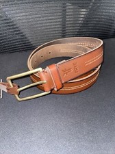 Frye Men Adjustable Brown Center Stitched Belt w/ Metal Buckle Sz 32,38 MSRP 98