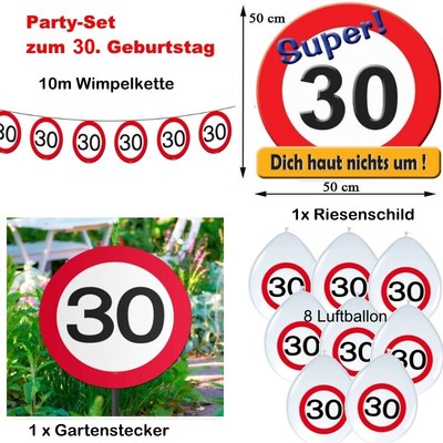 30 Geburtstag Verkehrsschild Party Deko Set Riesenschild Gartenschild Wimpelk Ebay