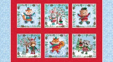 Snow Angels Fabric 24" X 44" Panel Animals Christmas Scenes Cotton by Studio E