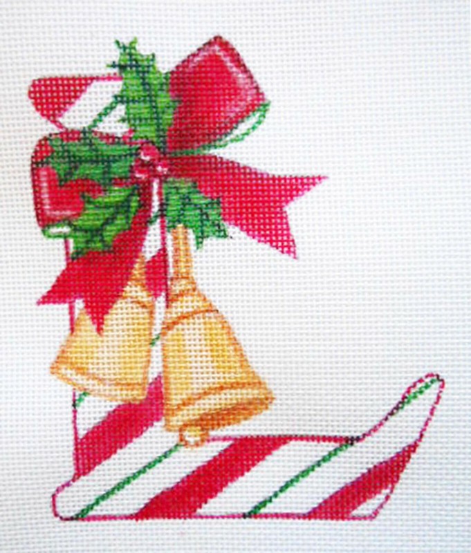 Handpainted Needlepoint Canvas 5" X 4"  Christmas Letter "L" 18ct Mary Tussey
