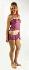 Espiral Baby Doll with matching G string Style 732 - Large - Fuchsia/Lilac