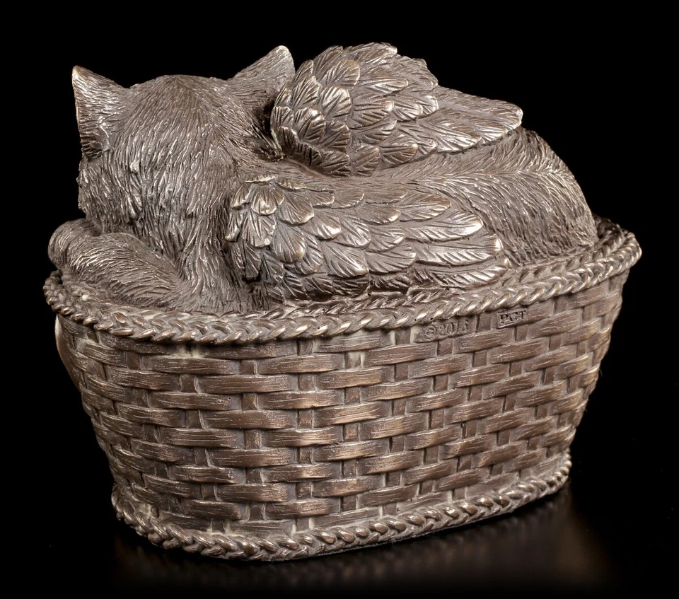 Gatos Urna - Katzenengel En Cesta Con Placa Grabada - Urna para Animales - Imagen 4 de 4