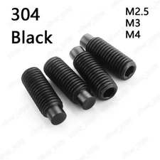 Black 304 Stainless Steel Hexagon Socket Set Screws With Dog Point M2.5 M3 M4