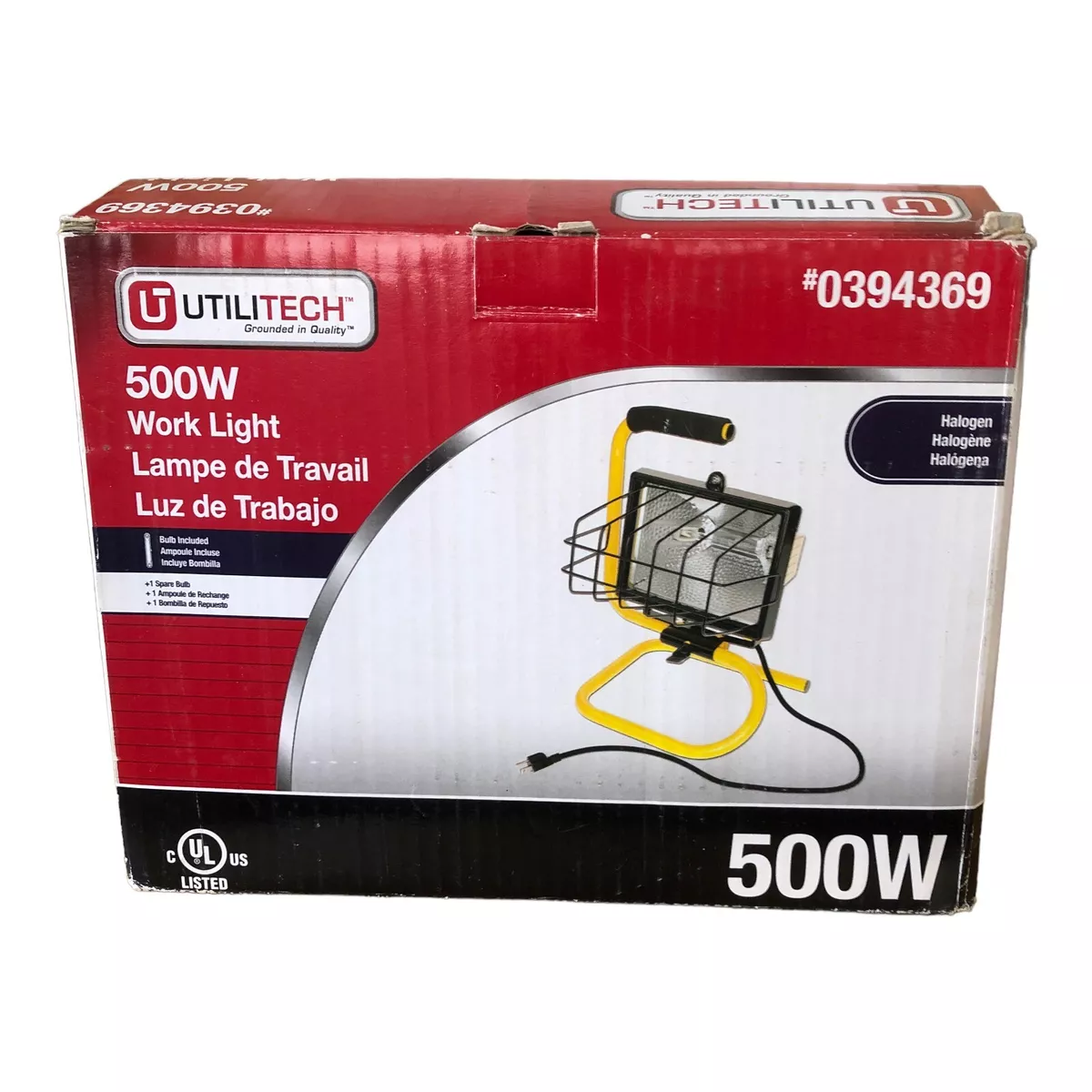 500w utilitech portable halogen work light with floor stand deals