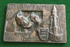 Old Bronze Small Plaque German Exhibition Berlin 1936 For Visitors To Olympics
