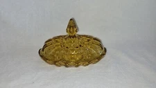 Vintage 1970's Fairfield Amber Glass Butter Dish Anchor Hocking Covered Dish