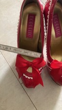 LIEBHABER aufgepasst! High Heels getragen rot-weiß lack 39 Bordello 