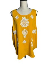 Victoria Bedkham for Target Blouse Women 2X Yellow Sleeveless Floarl Embellished