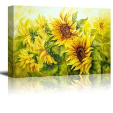 Wall26 Canvas Prints Wall Art - Sunflowers in Oil Painting Style  - 16" x 24"